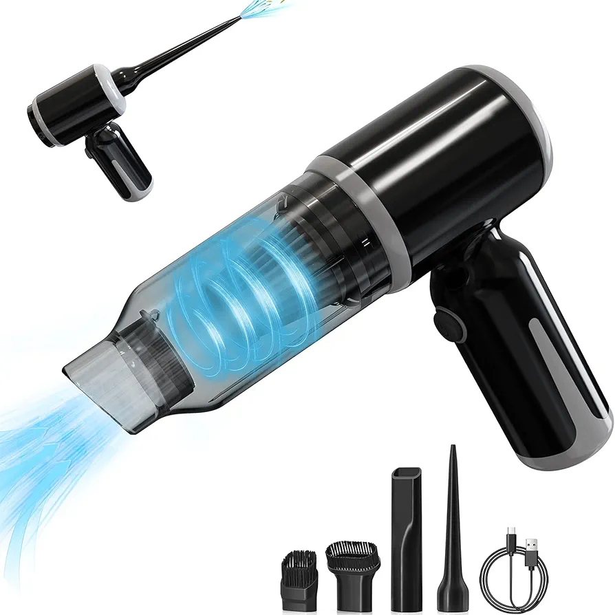 Flla Cordless Vacuum Cleaner-Mini Air Duster, Portable Handheld Vacuum, 3 in1Dry Use for Car Keyboard,Dust Buster & Air Blower for Kitchen, 5500PA Suction,Inflate/Deflate Swim Ring (Black)