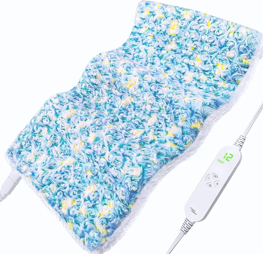 GOQOTOMO XL Electric Heating Pad for Back Pain Relief, 8 Timers Auto Shut Off, Machine Washable, Cute Heat Pad, Holiday Gifts for All, Gifts for Women, Heat Patch, Rose Tie-Dye - Green and Yellow（JML）