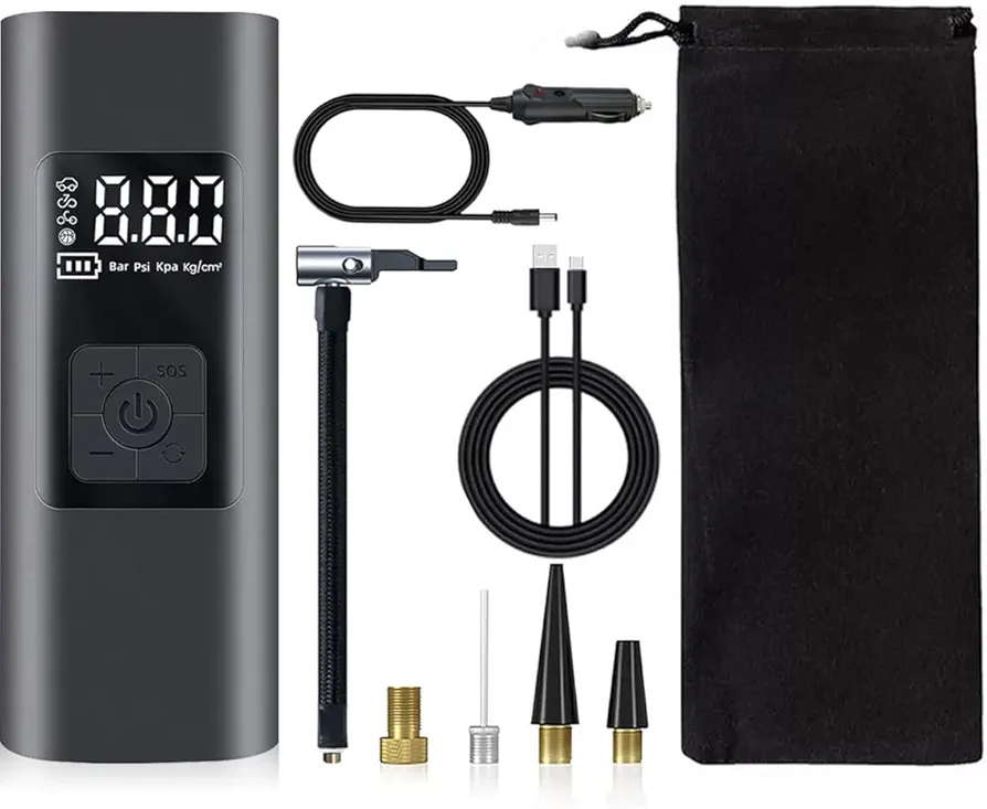 Tire Inflator Portable Air Compressor, 150PSI Cordless & Cord Tire Pump with Pressure Gauge, Electric Air Pump for Car Bike Motorcycle Balls, 6000mAh Battery, LED Light, Auto Off