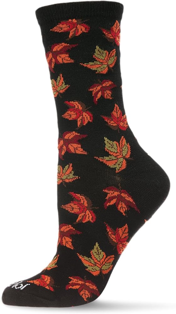 MeMoi Women's Autumn Falling Leaves Rayan Blend Crew Socks