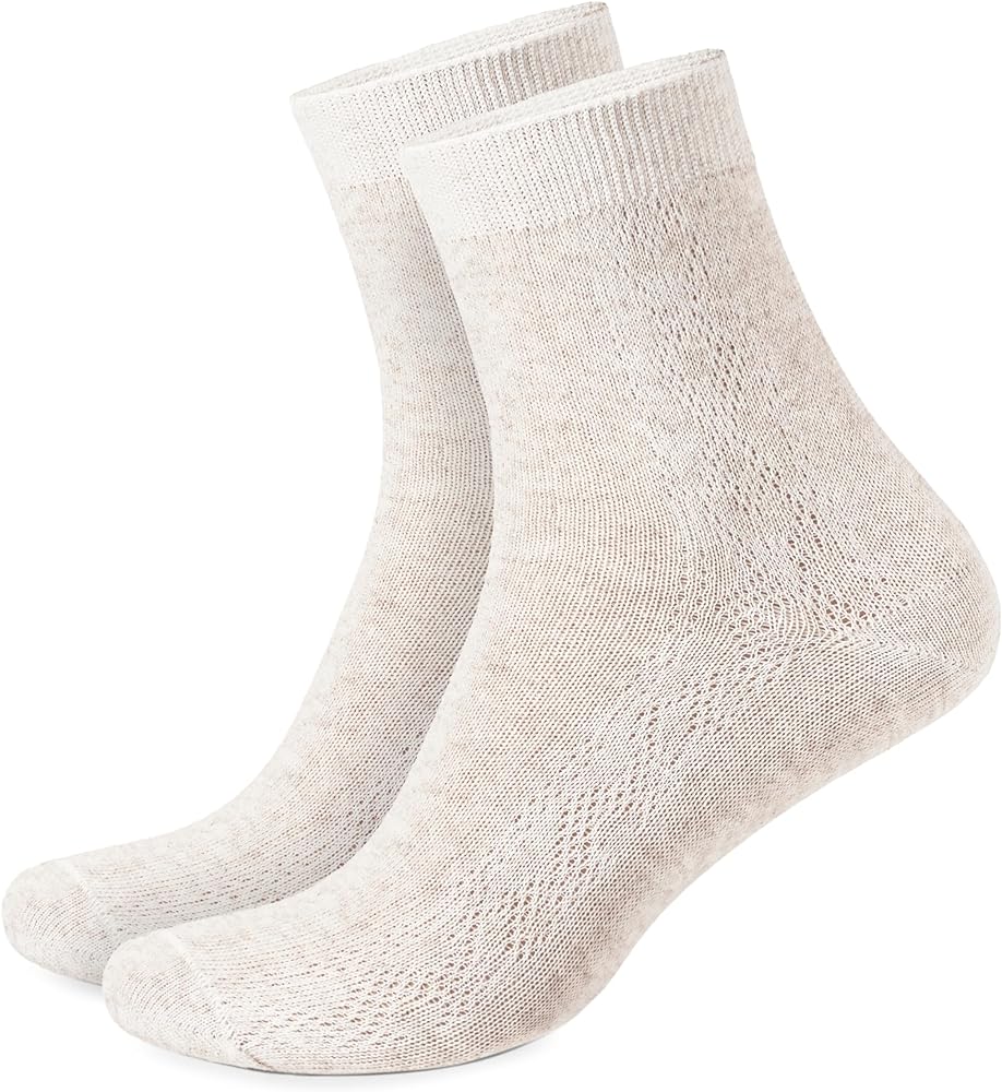 Thin Breathable Organic Linen Socks for Women, Pack of 3 pairs (US, Numeric, 3, 5, Regular, Regular)