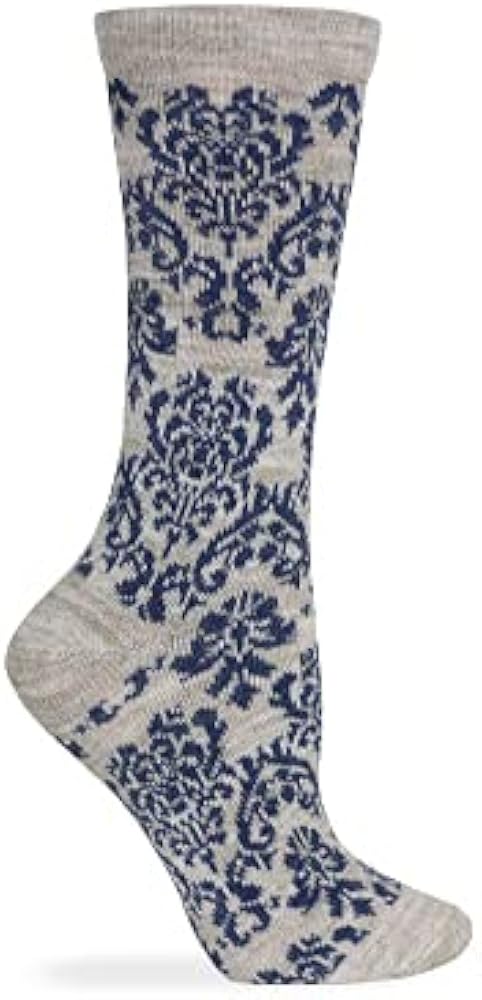 Wise Blend Ladies Merino Wool Blend Damask Pattern Crew Socks 1 Pair Pack