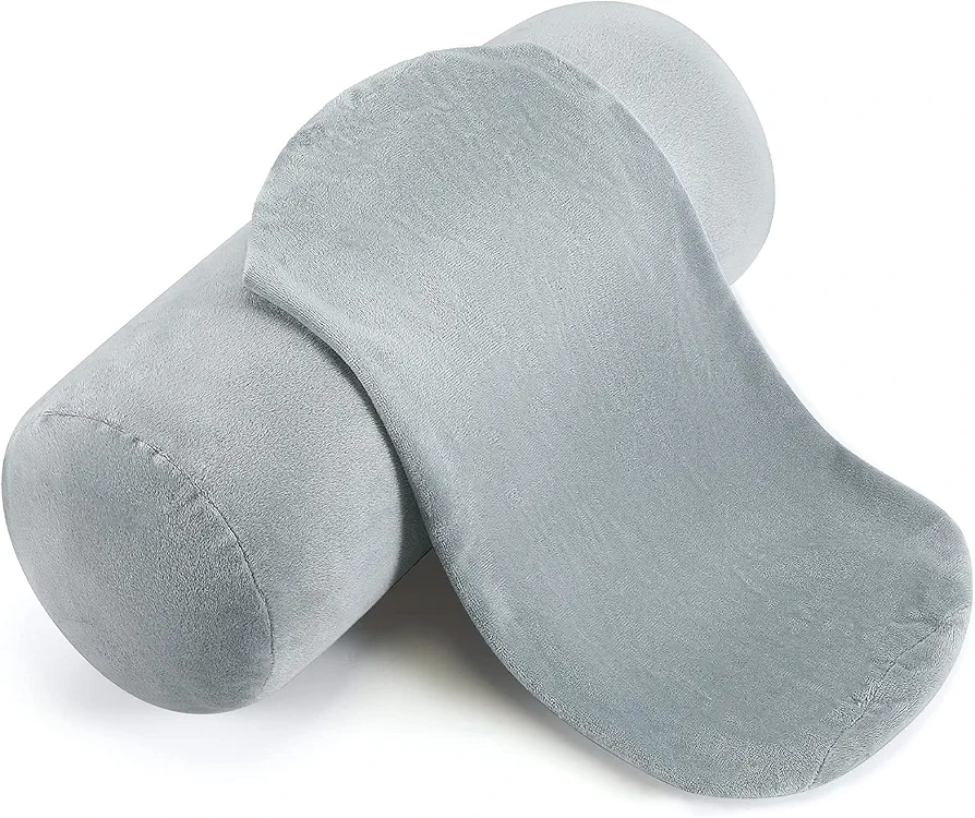 Newwiee 2 Pcs Cervical Neck Roll Pillow Cover 17x7 Inch Round Pillow Covers with Zipper Cylinder Neck Roll Pillow Case Soft Bolster Pillowcases for House Home Decor Cylindrical Pillow Cushion (Gray)