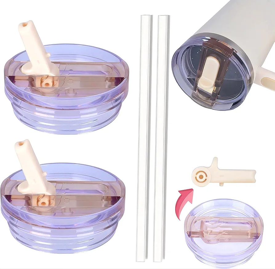40oz Tumbler Detachable Flip Straw Lid for Stanley Cup Accessory, Lids for Stanley Cups, Leak Proof Lids with Stanley Cup, Accessories Compatible with Stanley Cups Cover (Cream & Cream)