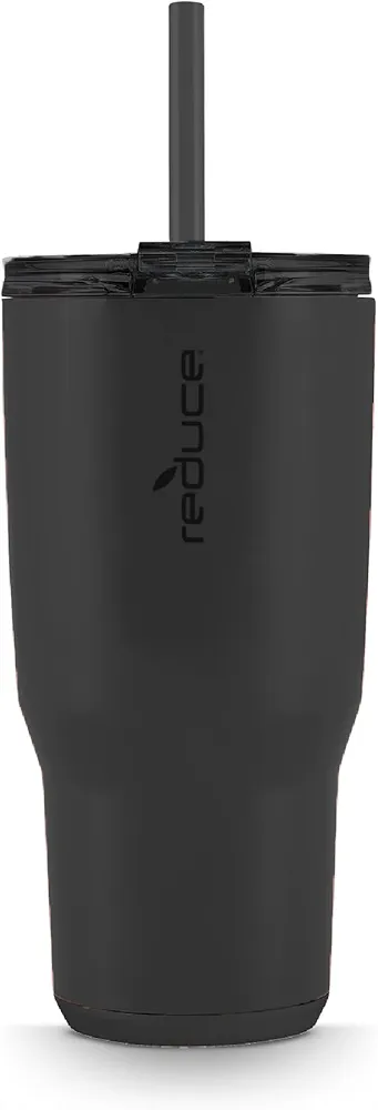 REDUCE Cold1 34 oz Tumbler with Lid and Straw- Vacuum Insulated Stainless Steel Water Bottle for Home, Office or Car; Reusable Cup with Leakproof Flip Lid, Keeps Drinks Ice Cold All Day- Matte Phantom