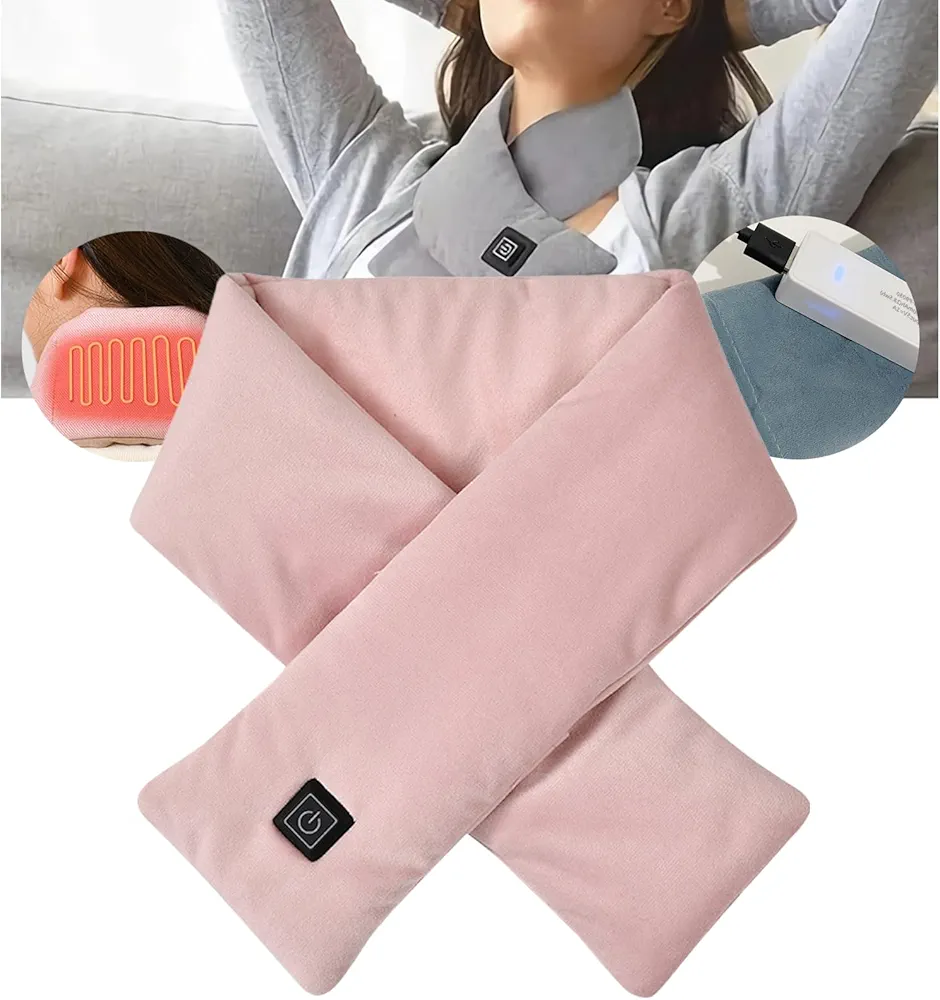 Intelligent Electric Heating Scarf 2025 New Portable Heated Scarf Rechargeable Neck Warmer Electric Heating Scarf Heated Scarf for Women Men Cordless Neck Heating Pad Neck Heat Wrap (Pink)