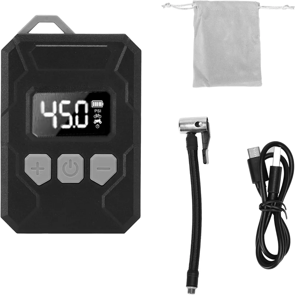 Mini Bike Tire Pump, Portable Tire Inflator 2X Faster Inflation, Electric Air Pump for Bike Tires, 150 PSI Cordless Air Pump with Digital LCD Screen Pressure Gauge