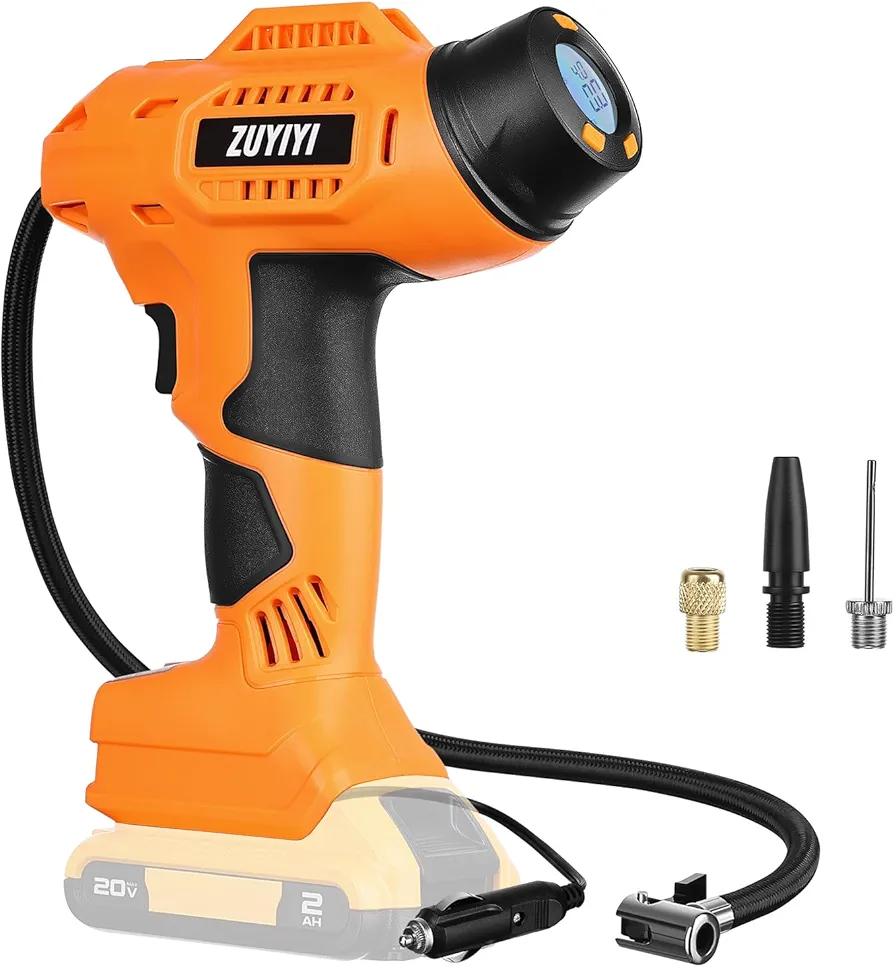 Tire Inflator Air Compressor Cordless for 20v Max Battery, 160PSI Portable Handheld Air Pump w/12V Car Power Adapter Digital Pressure Gauge for Car Motorcycle Bike Balls Basketball