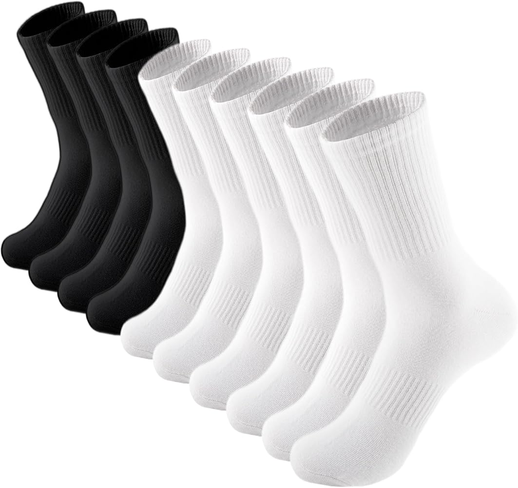 ACCFOD Womens Crew Socks Thin Cotton Long Socks Arch Support Casual Workout High Socks 5 Pairs