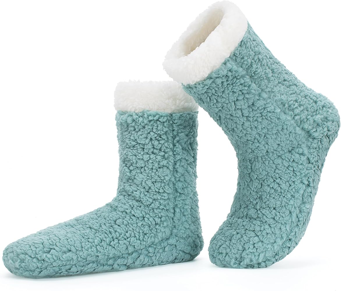 Women's Fuzzy Slipper Socks with Non-slip Grippers, Cozy & Unique Gifts