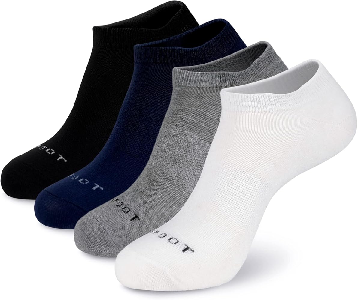 MONFOOT Women's and Men's 4 Pairs Sports Athletic Mesh Ankle Socks, multipack