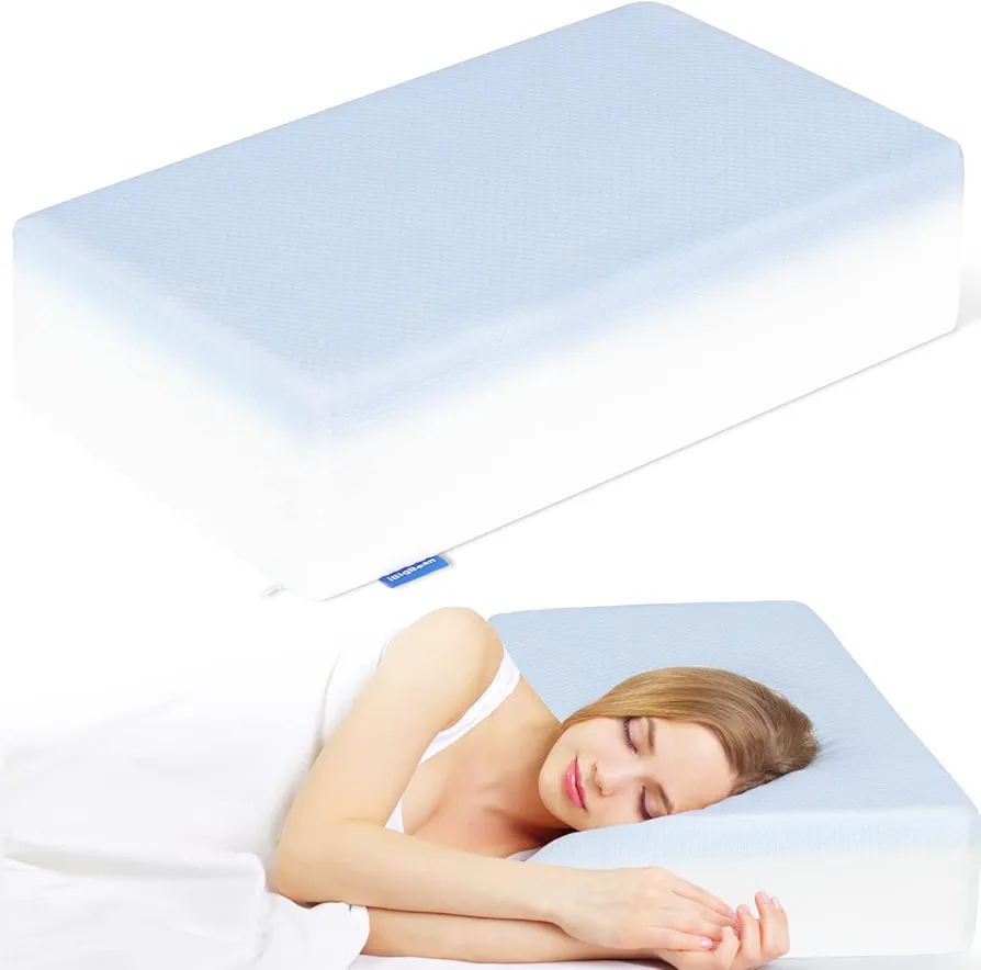 Memory Foam Cubic Pillow Side Sleeper Pillow for Neck and Shoulder Pain Relief | Supportive and Soft Cuboid Cervical Pillow for Side Sleeping | 2 in 1 Cooling Bed Pillow - 20''x12''x5'' Medium