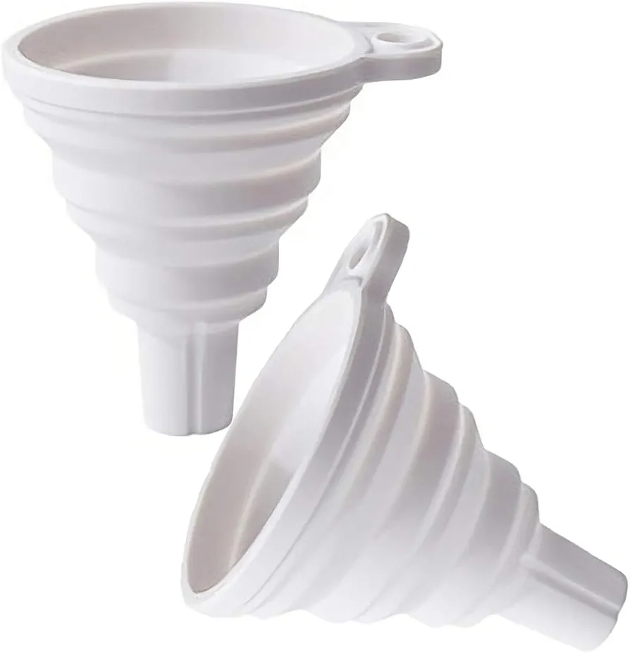 Collapsible Funnel,2 Pack Silicone Folding Funnel,for Kitchen Water Bottle Essential Oils Liquid Food Grade Folding Funnel Home Kitchen Liquid and Powder Transfer