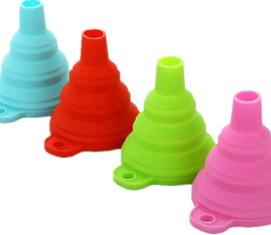 3Pcs Kitchen Funnel Set, BPA Free Food Grade Collapsible Silicone Funnels for Filling Bottles, Large Wide Mouth Funnel, Small Funnel, for Transferring Liquid, Oil, Jam, and Solid Bean