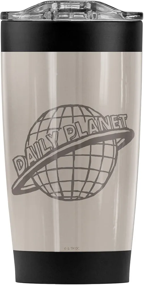 LOGOVISION Superman OFFICIAL The Daily Planet Stainless Steel Tumbler with Straw and Flip Lid 20 oz Travel Mug/Cup, Vacuum Insulated & Double Wall with Leakproof Dual Lid