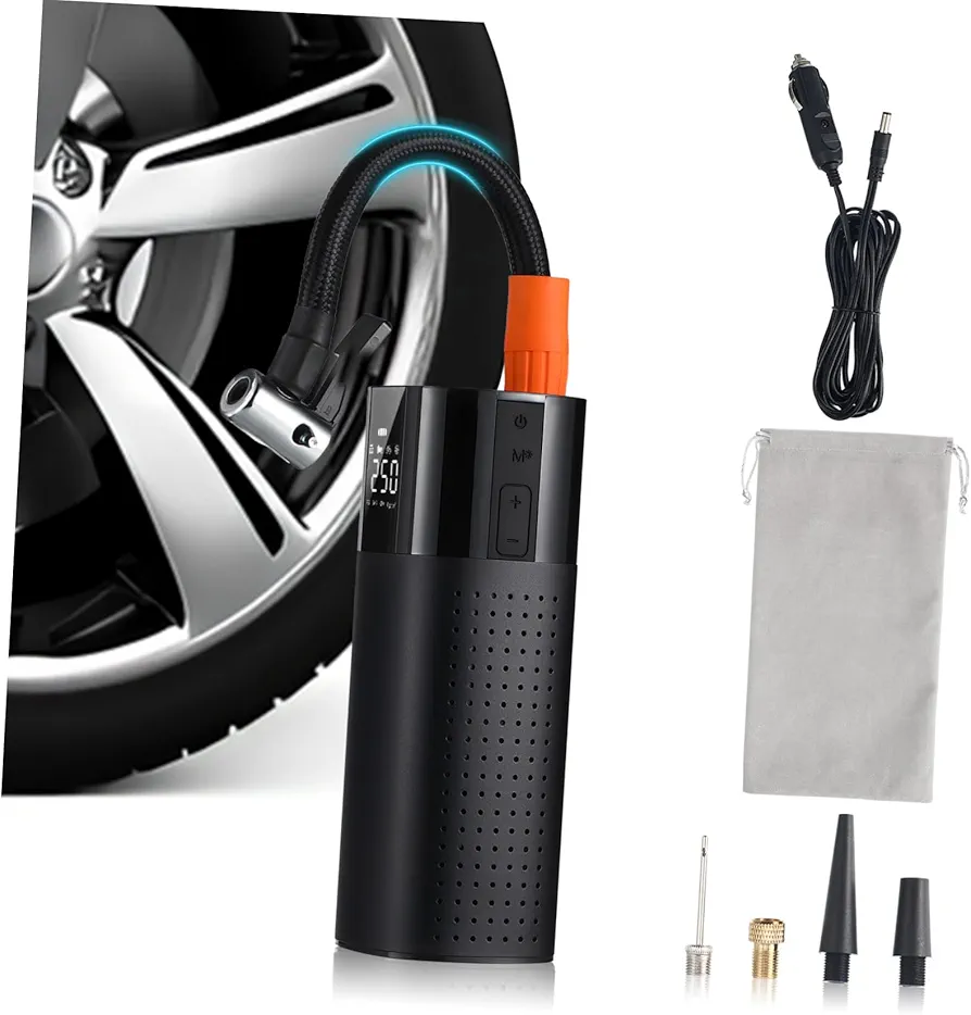 PACKOVE Car Air Tire Inflator Portable Car Tire Electric Tire Air Compressor Cordless Tire Inflator Tire Pressure Car Air Compressor Car Accessories Bike
