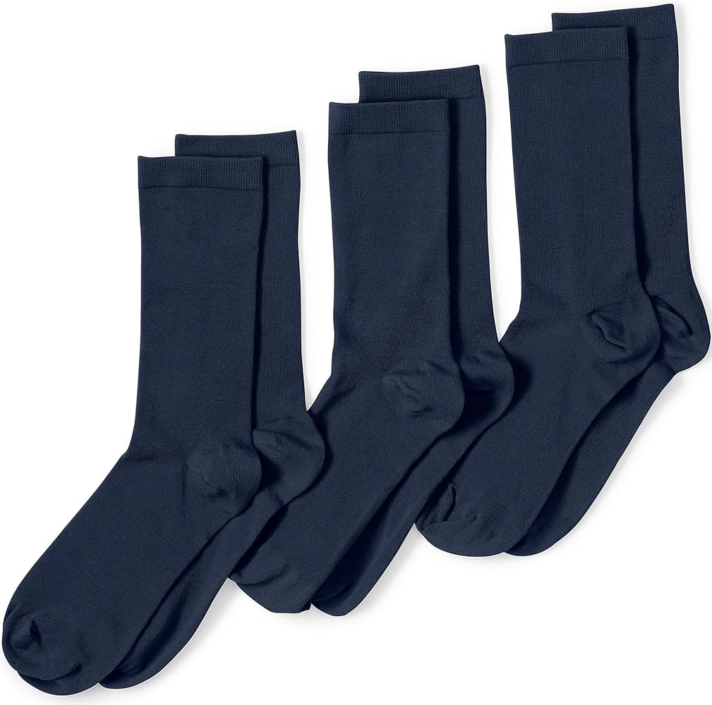 Lands' End Women's 3-Pack Seamless Toe Solid Crew Socks