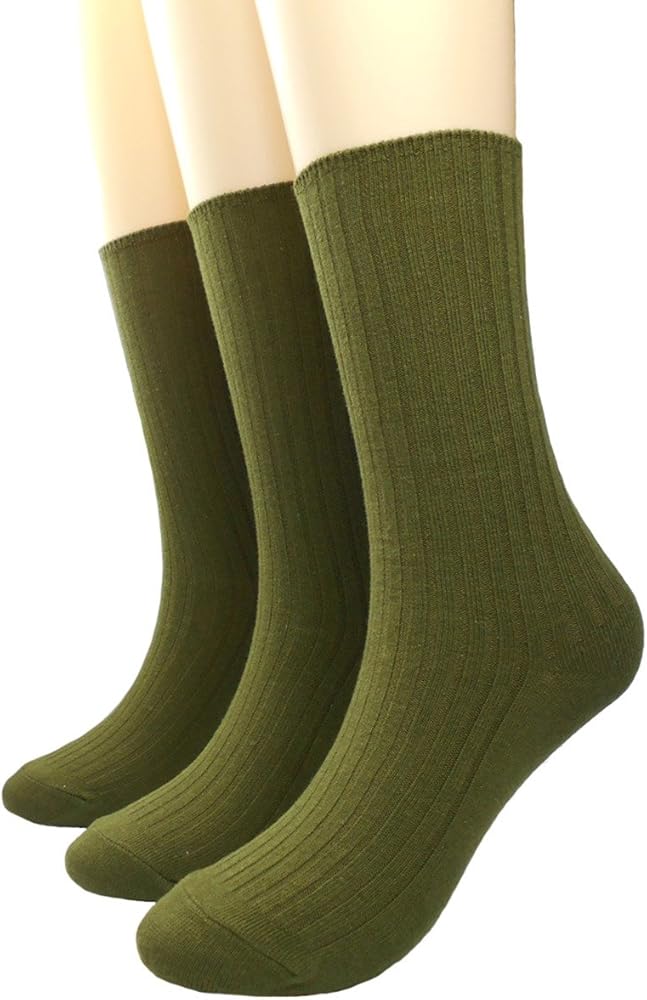 Women's Casual Cotton Crew Sock 3-Pack Basic Pure Color Soft Comfort Socks