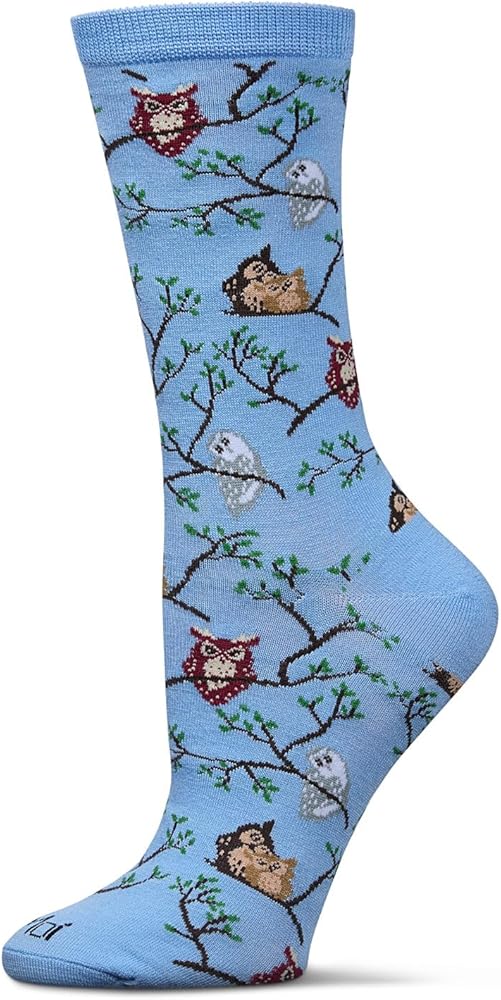MeMoi Women's Owls Rayon Crew Socks
