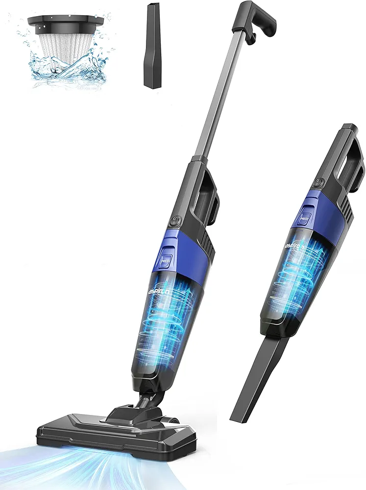 Corded Stick Vacuum Cleaner, Aspiron Small Vacuum Cleaner with 20kPa Powerful Suction & 0.88QT Dust Cup and 32ft Power Cord, 5-in-1 Handheld Lightweight Bagless vacuum cleaner carpet and floor for Pet