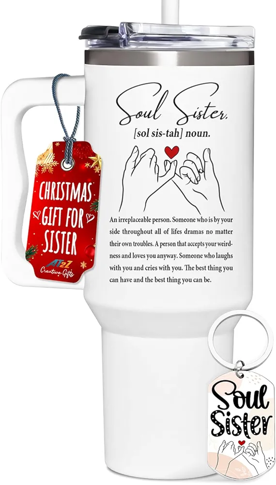Gifts for Best Friend - Bestie Gifts - Mothers Day Gifts For Best Friend - Birthday Gifts from Bestie - Friendship Christmas Gifts - Funny Gifts For Best Friend - Soul Sister Tumbler With Handle 40oz