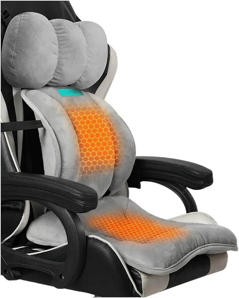 AVSMGP Heated Seat Cushion for Chairs Fast Heat Machine Washable Heating Pad with 3 Temperature Settings and Headrest Large Heating Area for Back, Lumbar, Hip, Thigh,Gray