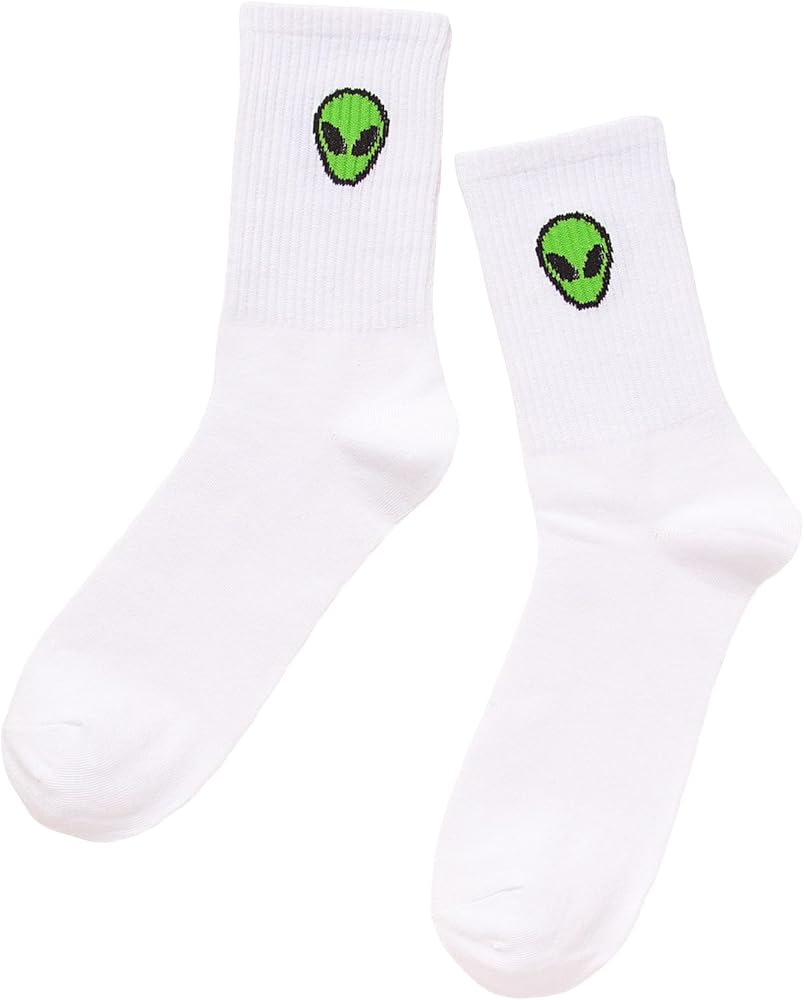 GORGLITTER Women's 1 Pairs Casual Alien Patterned Crew Socks Athletic Ankle Dress Socks