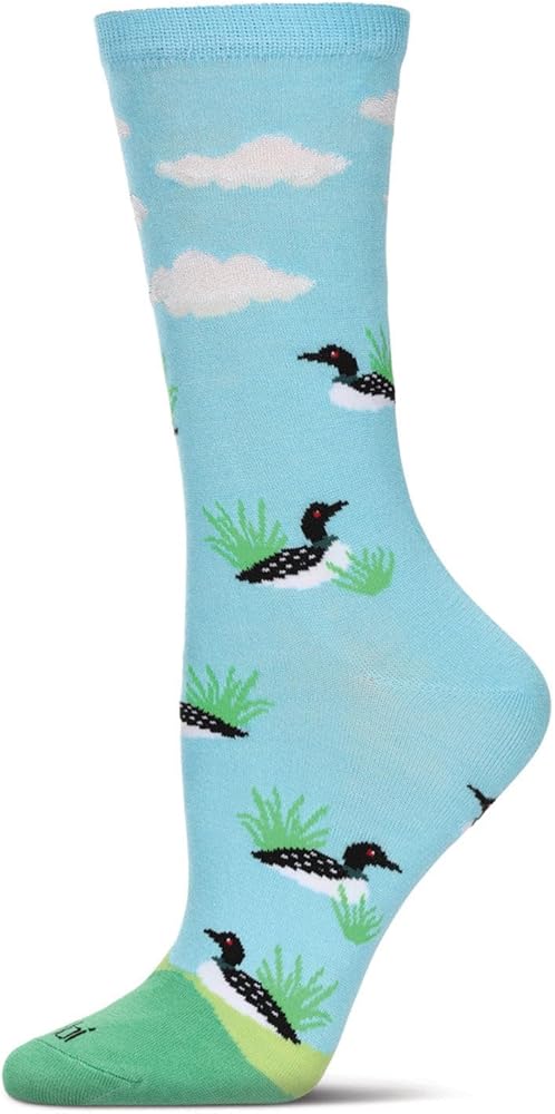 MeMoi Women's Loon Bird Rayon From Rayon Crew Socks