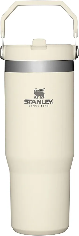 STANLEY IceFlow Stainless Steel Tumbler with Straw - Vacuum Insulated Water Bottle for Home, Office or Car - Reusable Cup with Straw Leak Resistant Flip - Cold for 12 Hours or Iced for 2 Days (Cream)