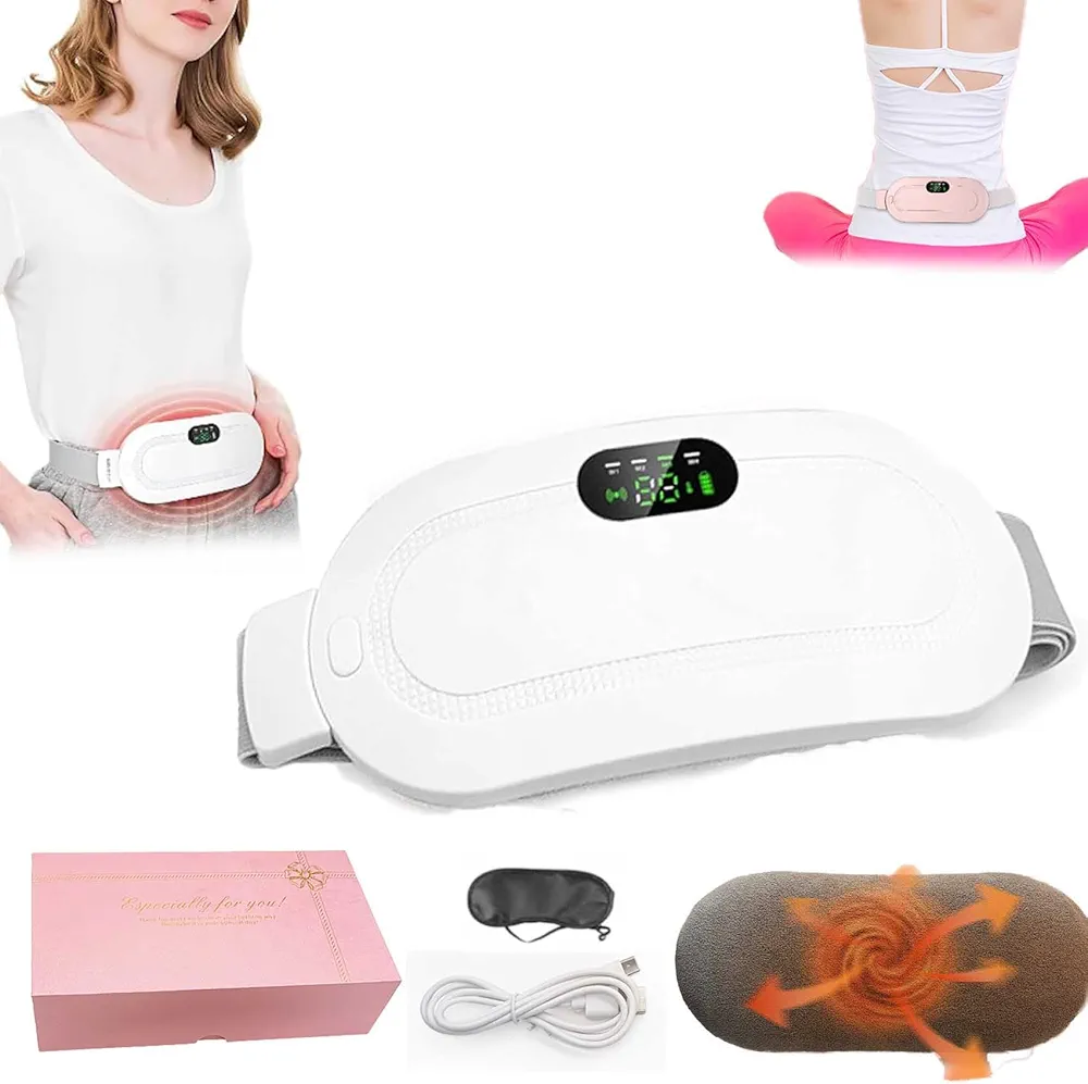 Warmher Smart Menstrual Heating Pad, Warmer Belt Heating Pad, Portable Cordless Electric Wearable Heated Pad, Vibrating Heating Period Cramps Pain Relief Heating Pad Instant Soothing Relief (White)