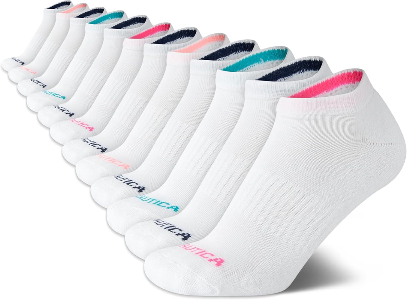 Nautica Women's Athletic Socks - Cushioned Low Cut Ankle Socks (12 Pack)