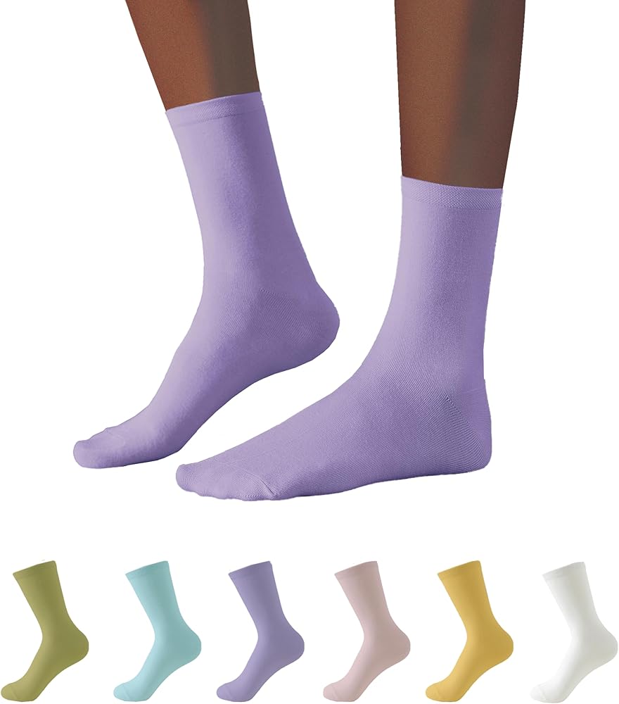 FLYDO 6 Pairs Bamboo Socks Womens Thin Crew Socks for Women Ankle High Lightweight Premium Bamboo Super Soft