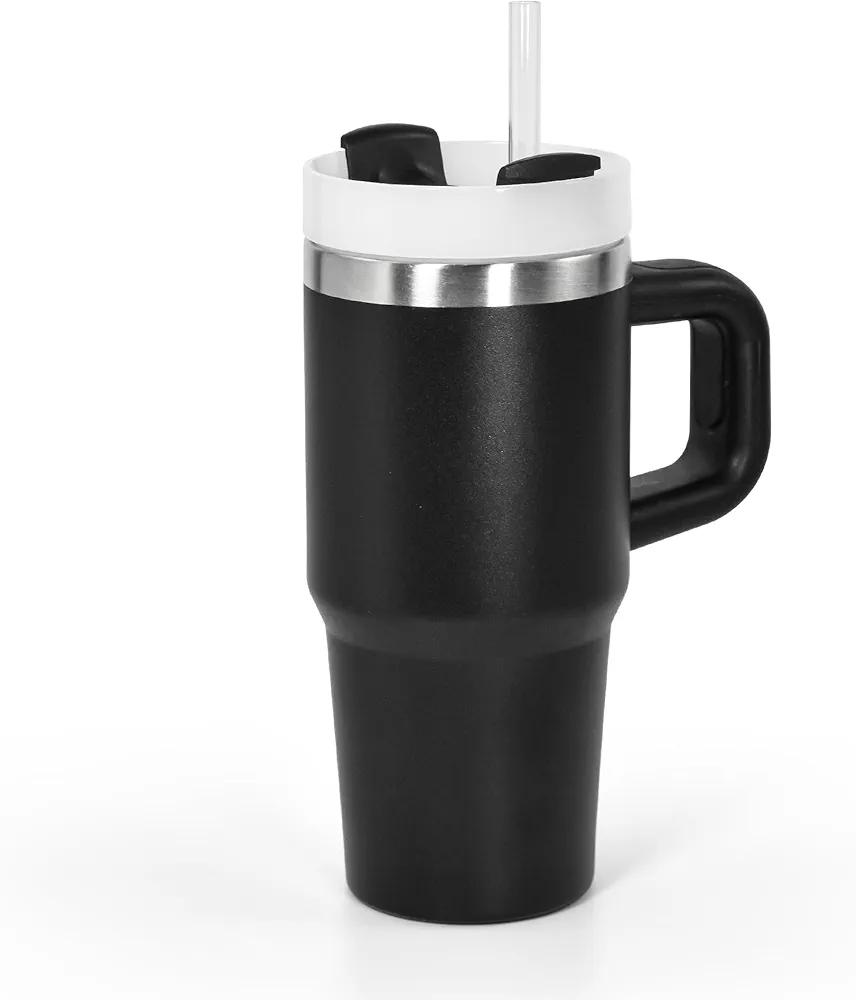 AGH 14 oz Tumbler with Handle Stainless Steel Double Layer Insulated Mug,Reusable Stainless Steel Water Bottle,Keeps Beverages Cold for 16 Hours(Black)