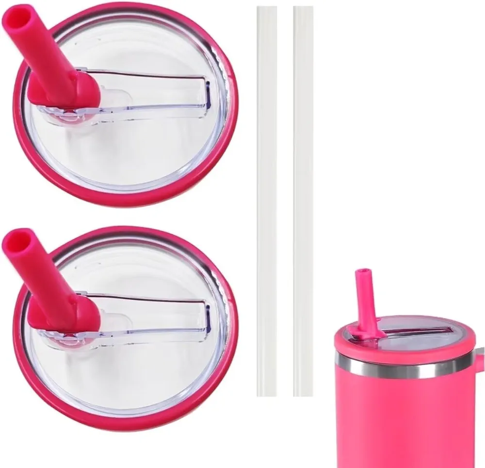 2 Pack 40 oz Tumbler Flip Straw Lid Replacement fit for Stanley Quencher, Spill Proof Splash Resistant Tumbler Lids,Reusable Tumbler Cover for Stanley Cup Accessories