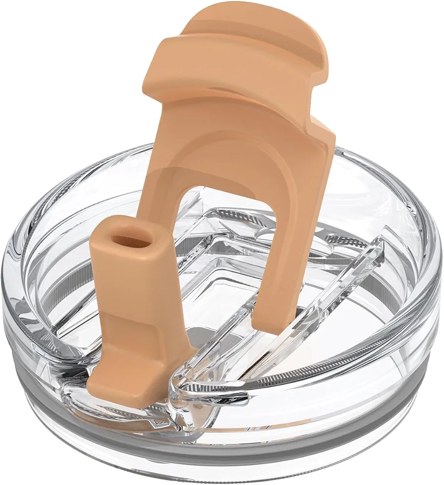 Replacement Lid for Tumblers, 2-in-1 Flip Straw Spout Lid, Press-In Lid, Fits Tronco 32 oz 42 oz Glass Tumblers with Handle, Amber