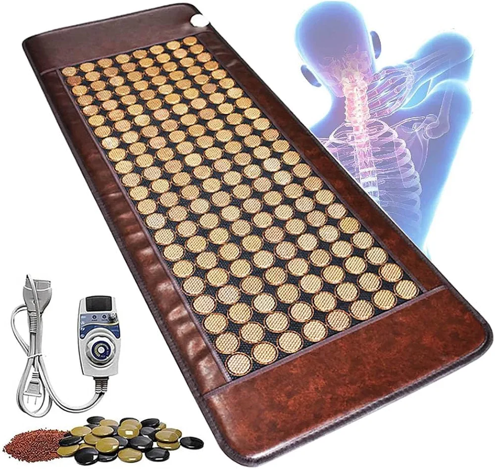 Infrared Heating Pad,Heating Pad for Back,Natural Jade Electric Heating Mat,Graphene Mattress,Adjustable Temperature and Auto-Shut,for Office,Home,31.5x74.8in/80 * 190cm,C