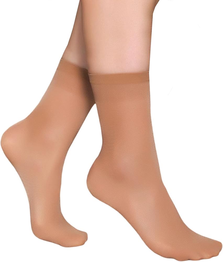 Pioni Women's 10 Pairs Nylon Ankle High Sheer Socks Tights Hosiery Socks Stocking Socks Women