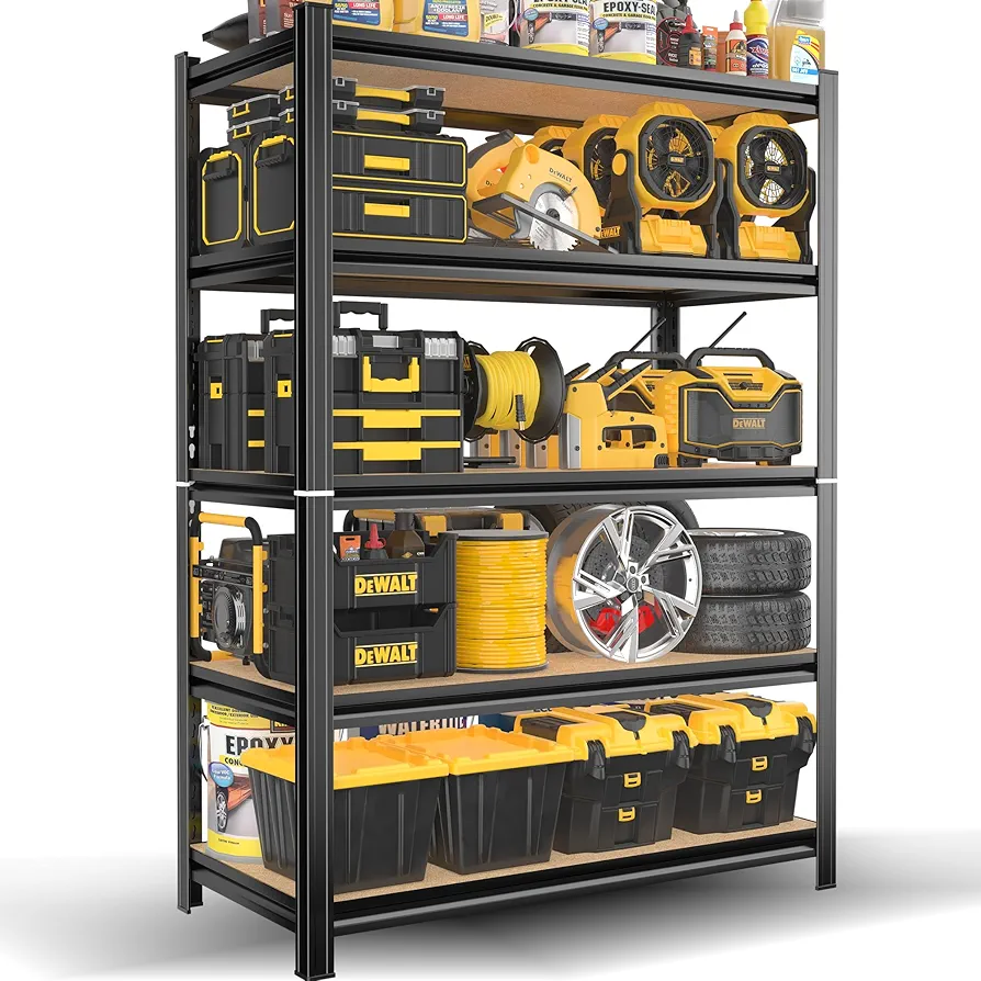 72" H|46" W Garage Shelving-Easy Assembly 5-Tier Shelving Unit|Heavy-Duty Adjustable Shelf|for Kitchen Garage Warehouse Basement Storage Shelves