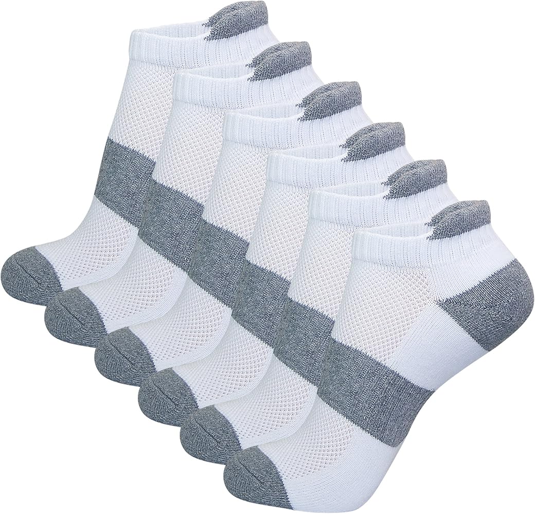 KONY 6 Pairs Women's Cotton Thick Cushioned Running Athletic Low Cut Ankle Tab Socks, Size 6-9