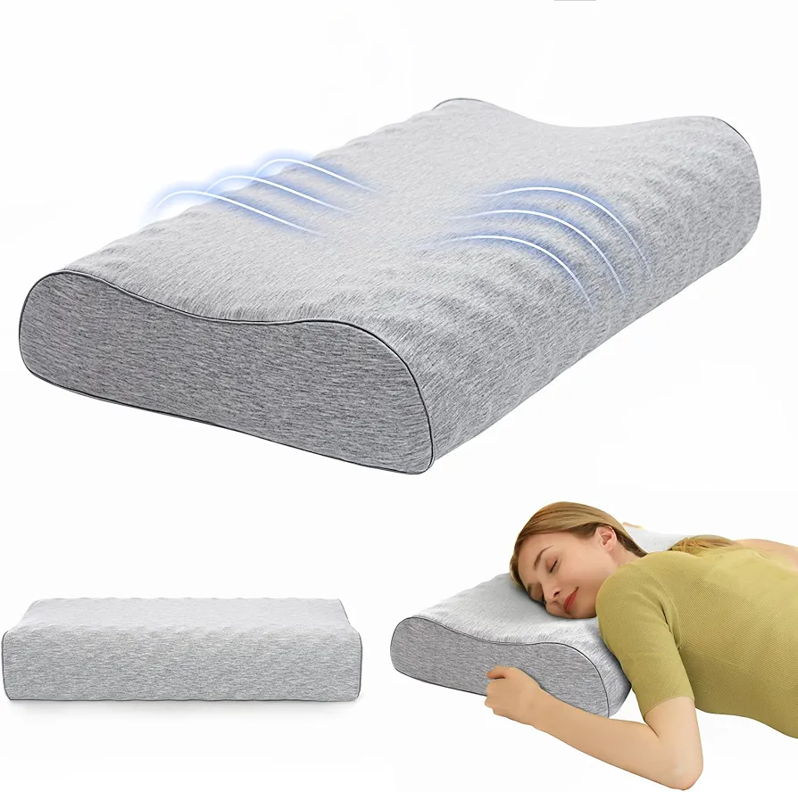 Choc chick Latex Pillow, Ergonomic Pillow for Sleeping, Cervical Neck Support Bed Pillows Charcoal for Pain Relief, Premium Natural Latex Side Back Stomach Sleeper
