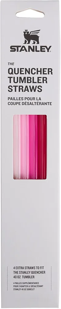 Stanley Reusable Quencher Straws | 4-Pack of BPA-Free, Reusable Straws for Clean Drinking | Perfect for Stanley's 40oz Tumblers | Pink