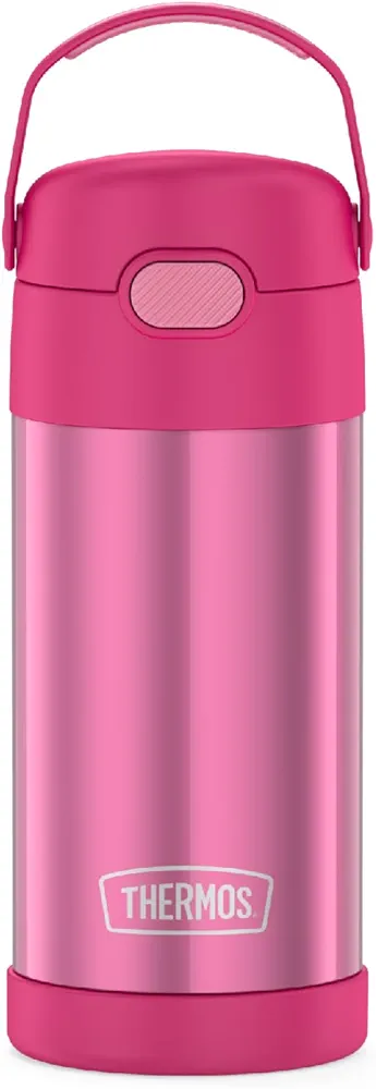 THERMOS FUNTAINER Water Bottle with Straw - 12 Ounce, Pink - Kids Stainless Steel Vacuum Insulated Water Bottle with Lid