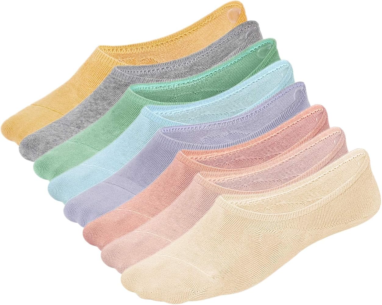 WHISPER DEER No Show Liner Socks Women - (Size 4-7/7-10/10-13) Low cut Invisible Cotton Sneaker Socks with Non Slip Grips