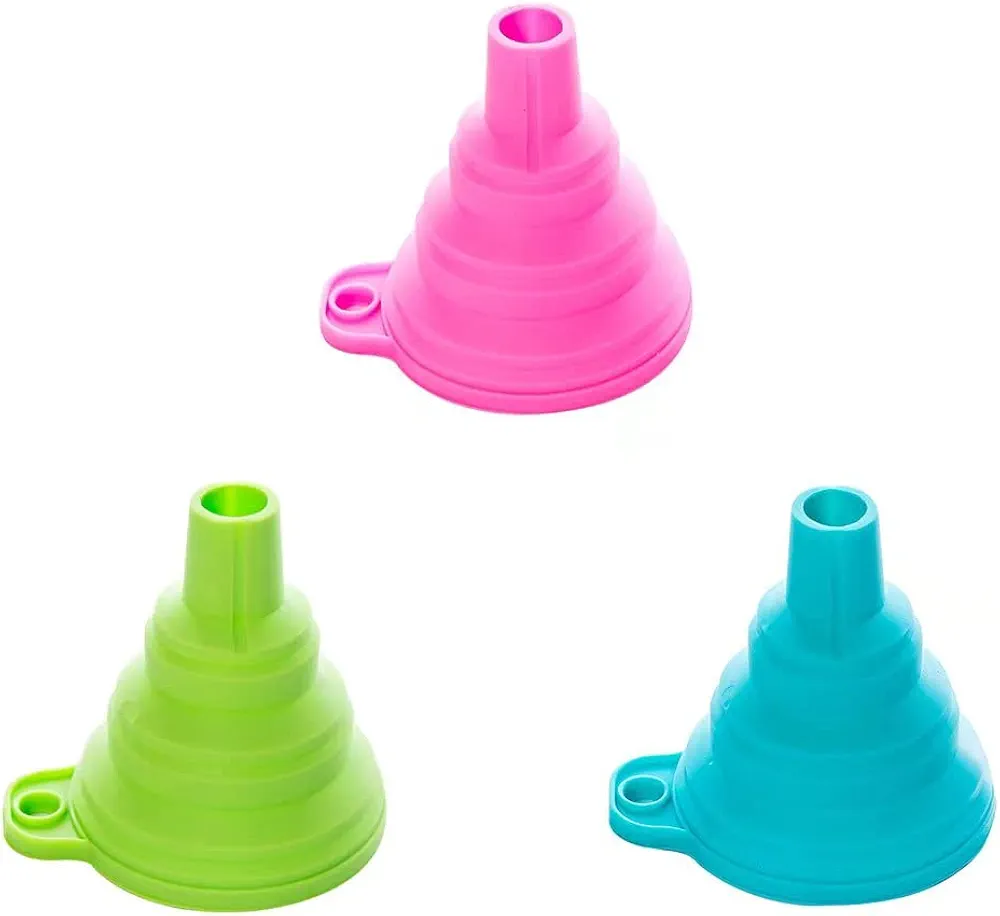 Multi-Purpose Funnel Set 3 Pack，Silicone Collapsible Funnel, Funnels for Filling Bottles