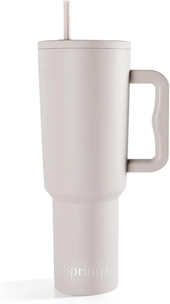 Springs Tumbler with Straw and Lid - 40oz Stainless Steel Vacuum Insulated Tumbler with Handle, Leakproof, BPA-Free, Reusable, Eco-Friendly, for Hot and Cold Drinks, Coffee, Tea