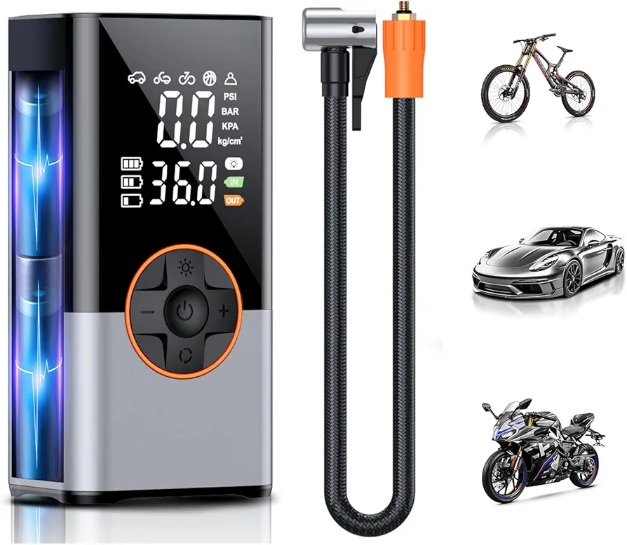 Tire Inflator Portable Air Compressor, 2X Faster Portable Air Pump with 25000mAh Battery, Used for Bicycle and Motorcycle Tires, Balls, Automotive Parts