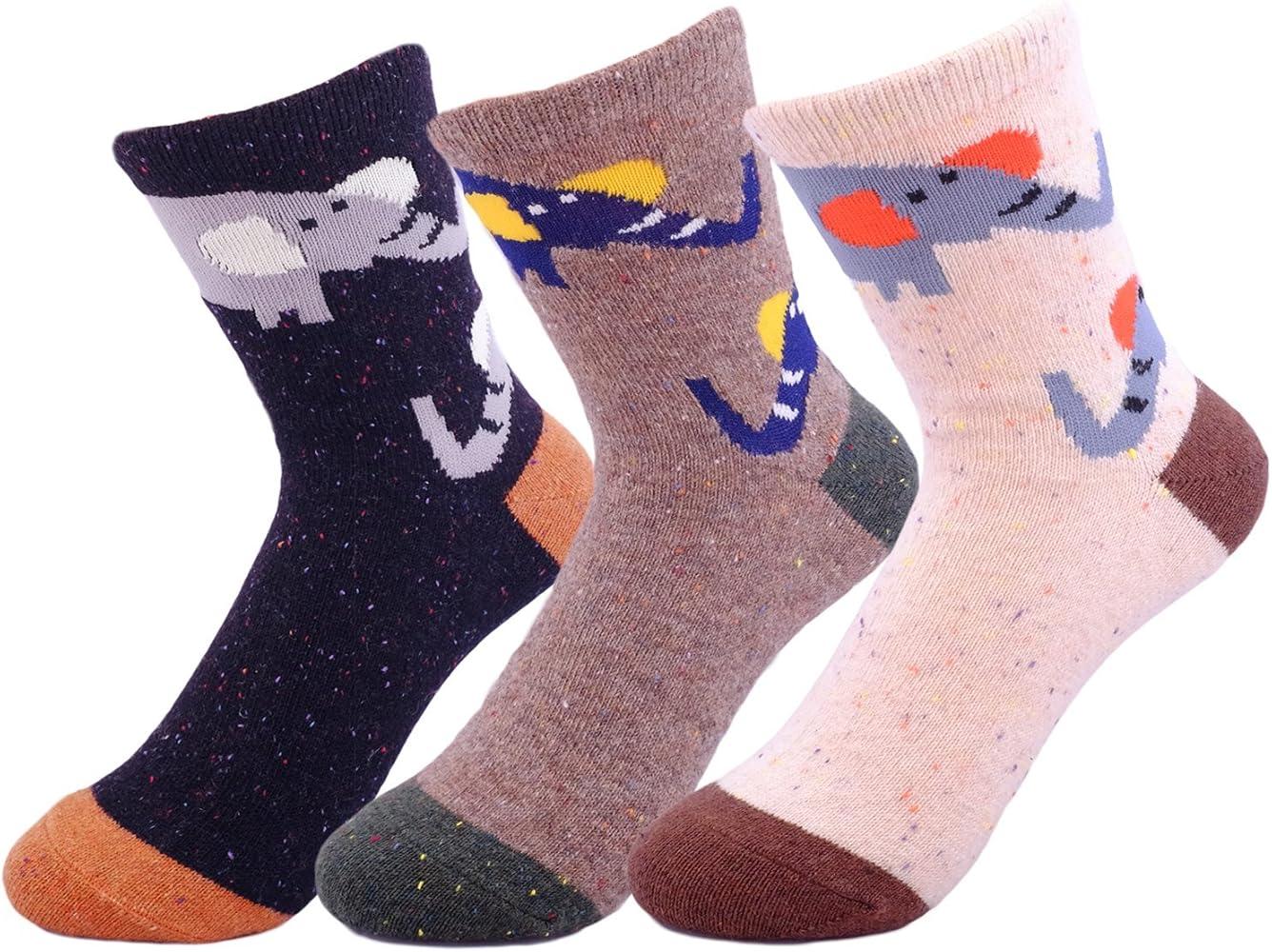 JOYCA & CO. 3-5 Pairs Womens Multicolor Fashion Warm Wool Cotton Thick Winter Crew Socks