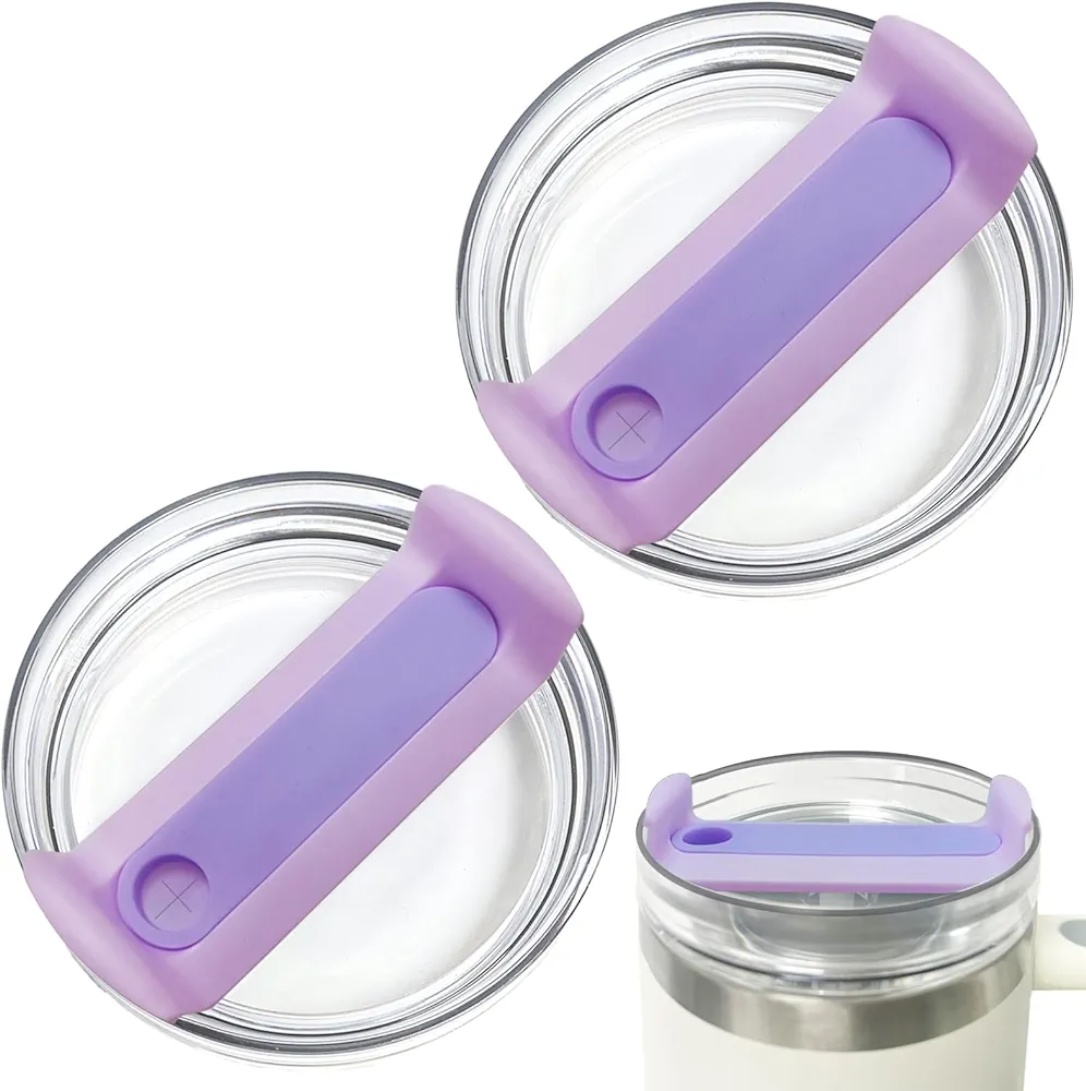 40 OZ Tumbler Lids Fit for Stanley Cup, Replacement Lids Fit for Stanley Adventure Quencher Travel Tumbler 40 OZ, Clear Spill Proof Tumbler Cover for Stanley Cup Accessories (2 Pack, Purple)