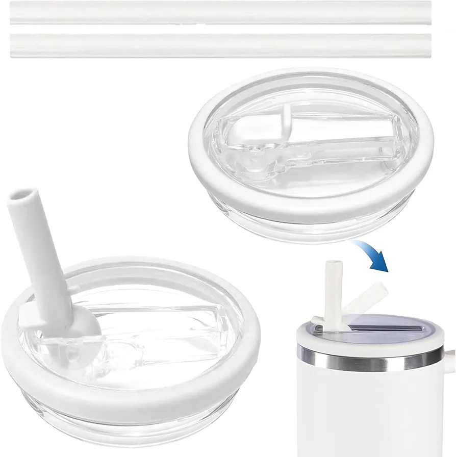 2Pcs 40 oz Tumbler Flip Straw Lid Replacement fit, Spillproof stanley lid, Stanley lid replacement 40 oz & Stanley lid flip straw