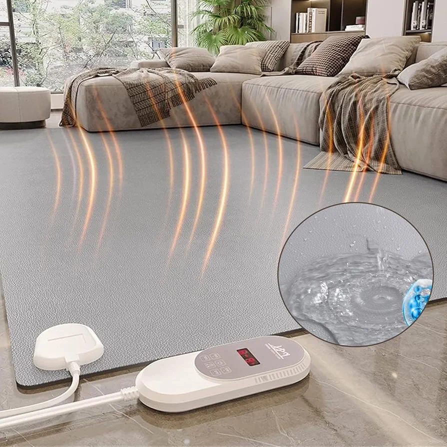 Heated Floor Pad, Waterproof Oil-Proof Heated Floor Mat, Low Noise Living Room Rug, Carbon Crystal Floor Heating Pad, for Bedroom, Yoga, Children Crawling